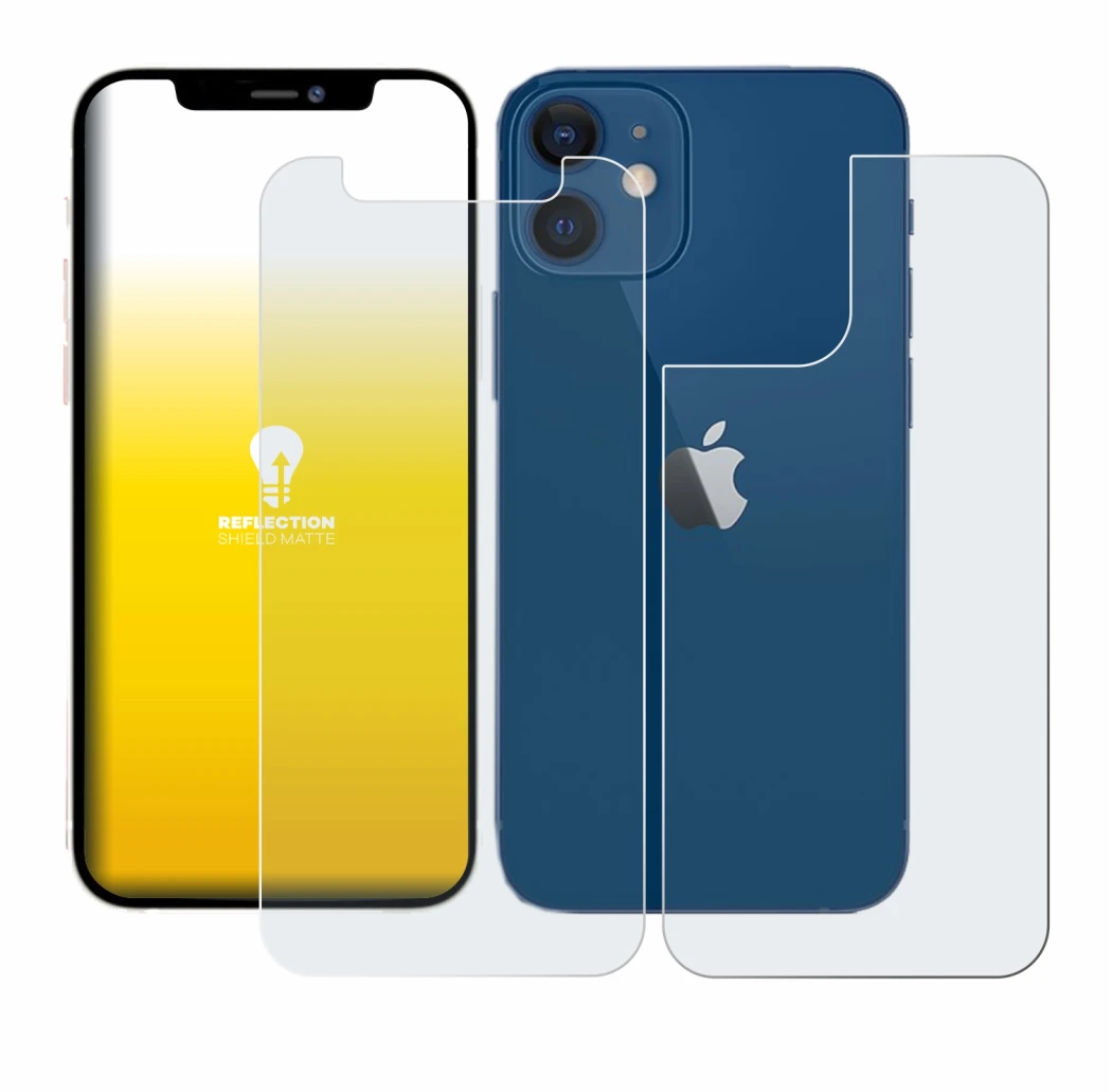 Immagine del dispositivo Apple iPhone 12 mini (Fronte+Retro) con un'ampia varietà di protezioni per lo schermo.