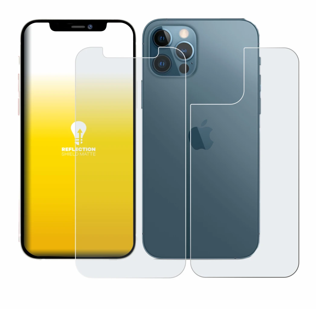 Immagine del dispositivo Apple iPhone 12 Pro (Fronte+Retro) con un'ampia varietà di protezioni per lo schermo.
