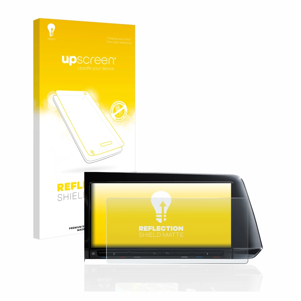 Parte frontale di una confezione del prodotto con il logo del marchio upscreen. Accanto è raffigurato il dispositivo Volkswage