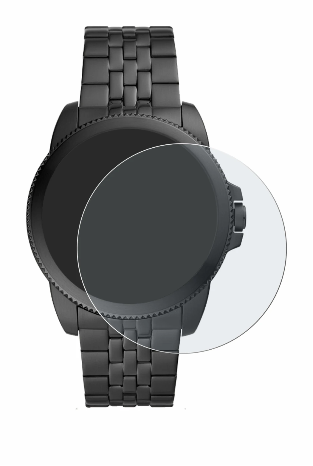 Immagine del dispositivo Fossil Gen 5E con un'ampia varietà di protezioni per lo schermo.