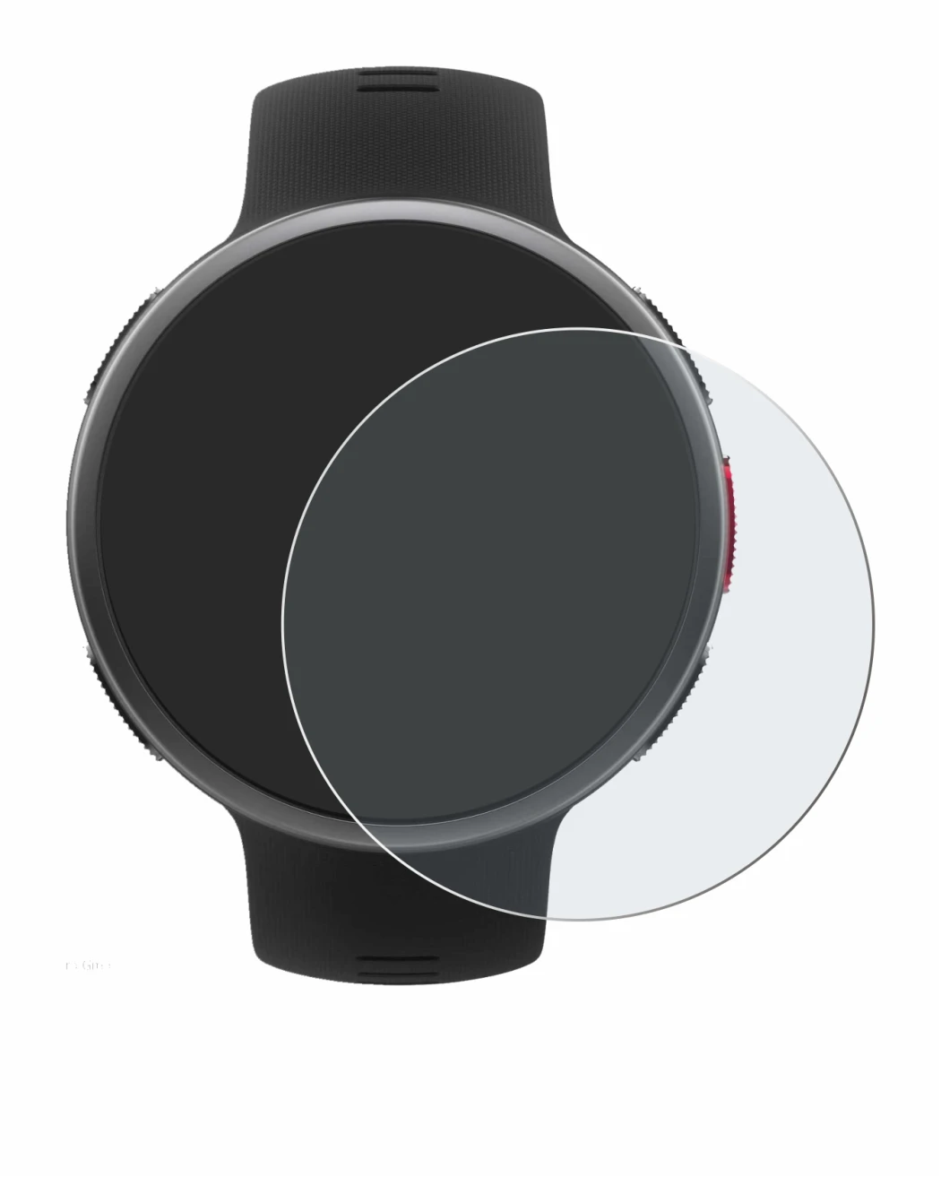 Immagine del dispositivo Polar Vantage V2 con un'ampia varietà di protezioni per lo schermo.