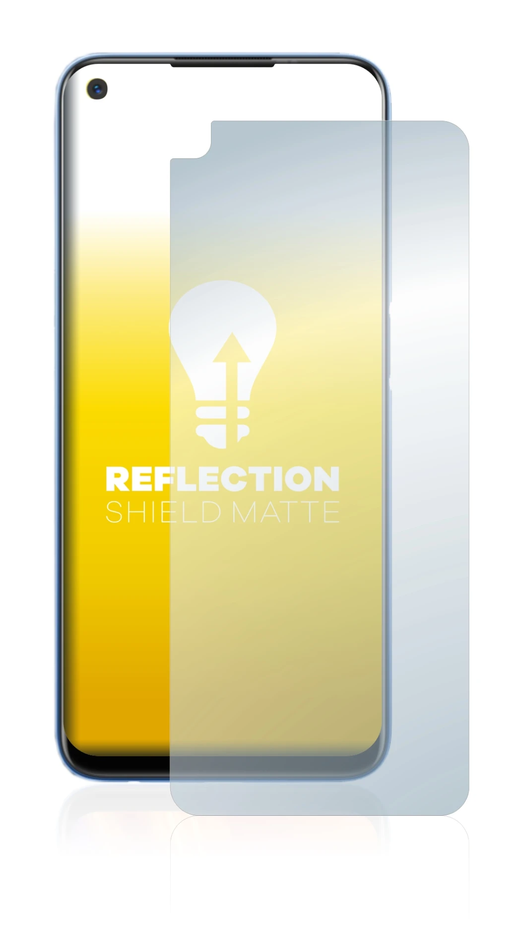Immagine del dispositivo realme 7 con un'ampia varietà di protezioni per lo schermo.