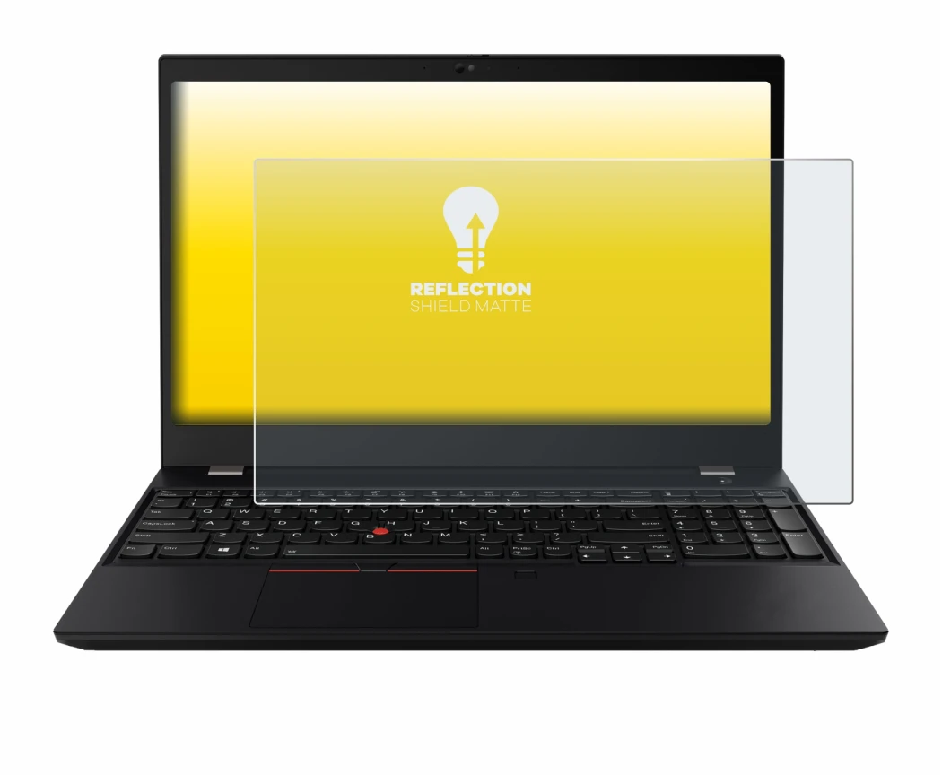 Immagine del dispositivo Lenovo ThinkPad T15 con un'ampia varietà di protezioni per lo schermo.
