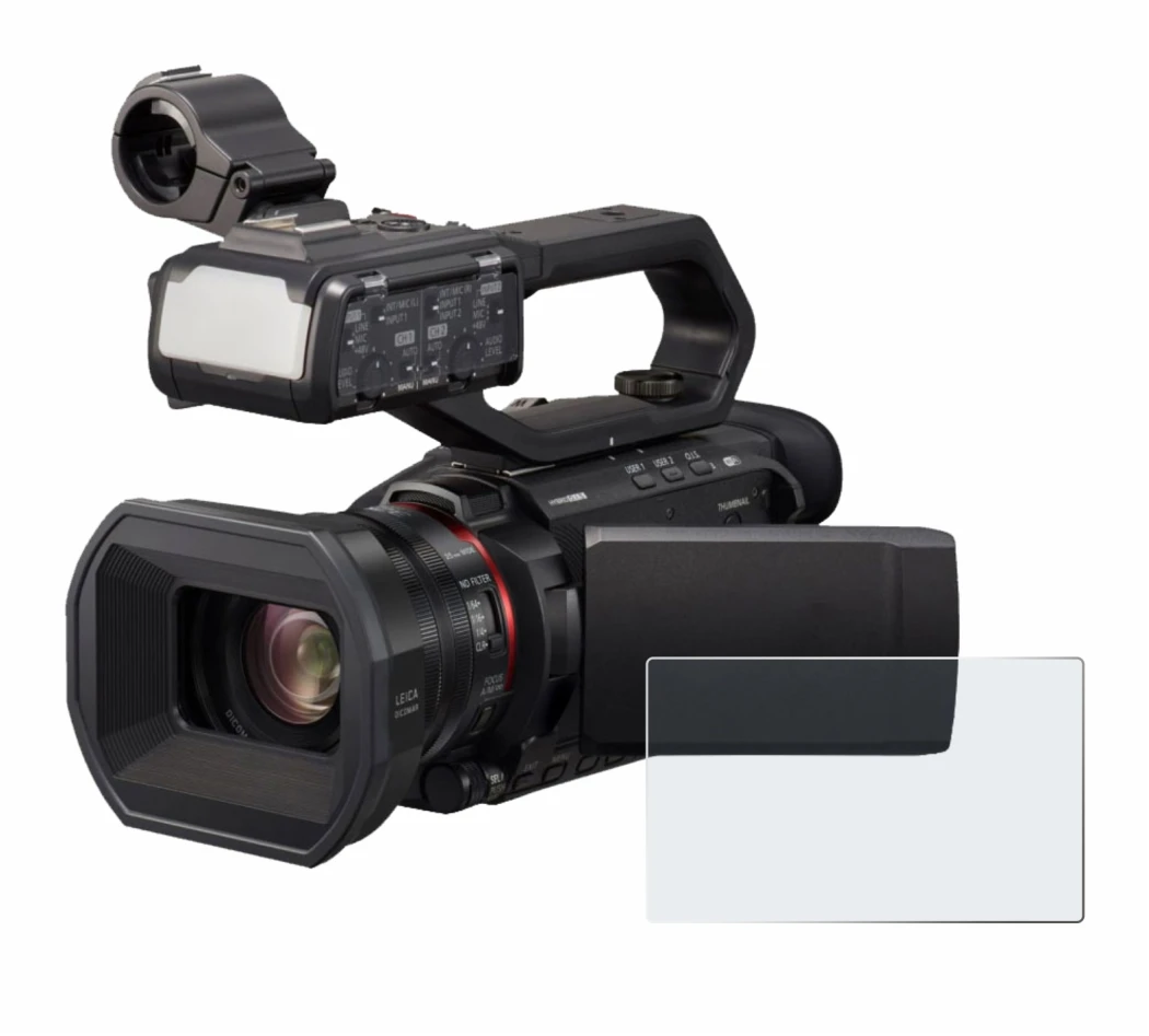 Immagine del dispositivo Panasonic HC-X2000 con un'ampia varietà di protezioni per lo schermo.