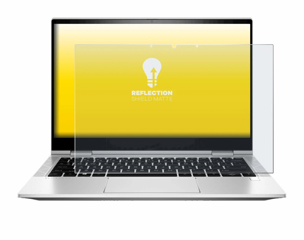Immagine del dispositivo HP EliteBook x360 830 G8 con un'ampia varietà di protezioni per lo schermo.
