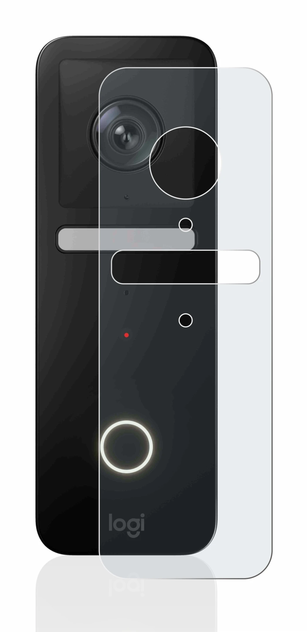 Immagine del dispositivo Logitech Circle View Doorbell con un'ampia varietà di protezioni per lo schermo.