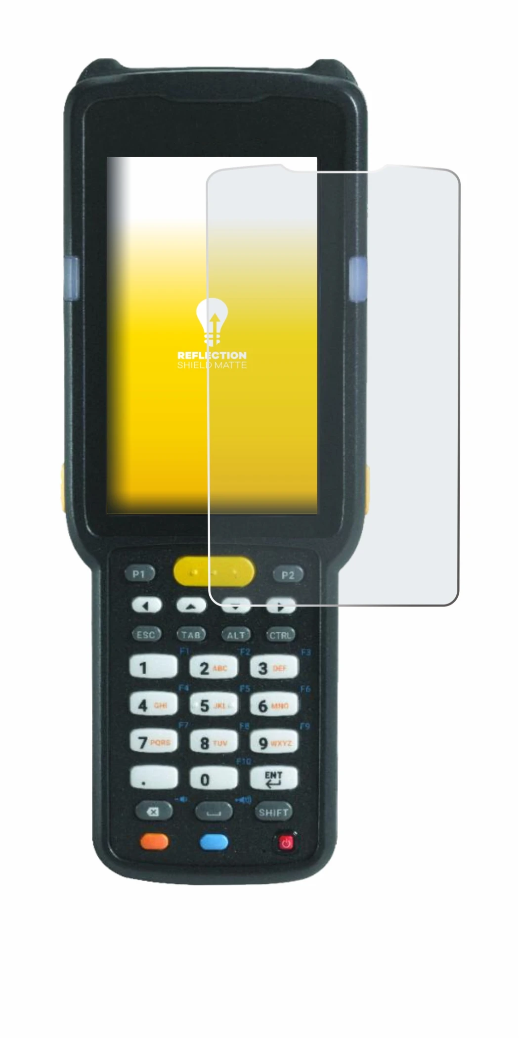 Immagine del dispositivo Zebra MC3300X con un'ampia varietà di protezioni per lo schermo.