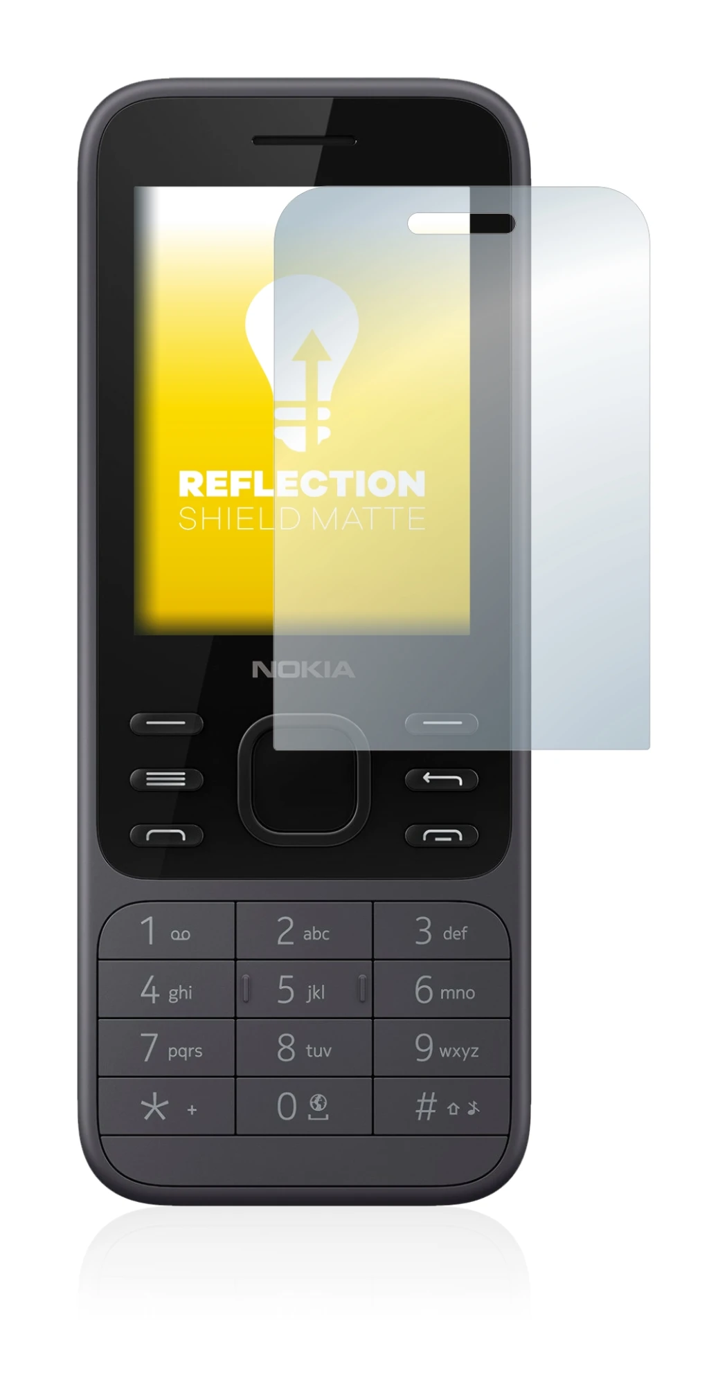 Immagine del dispositivo Nokia 6300 2020 con un'ampia varietà di protezioni per lo schermo.