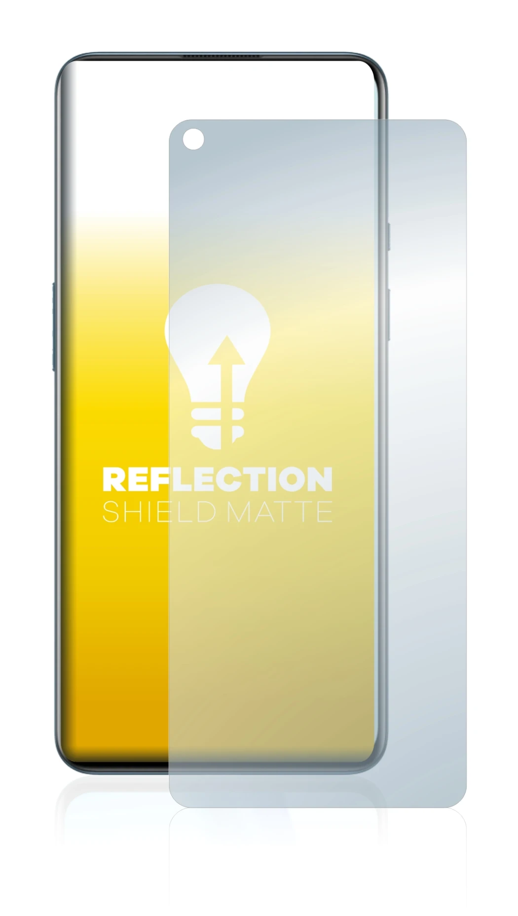 Immagine del dispositivo OnePlus 9 con un'ampia varietà di protezioni per lo schermo.