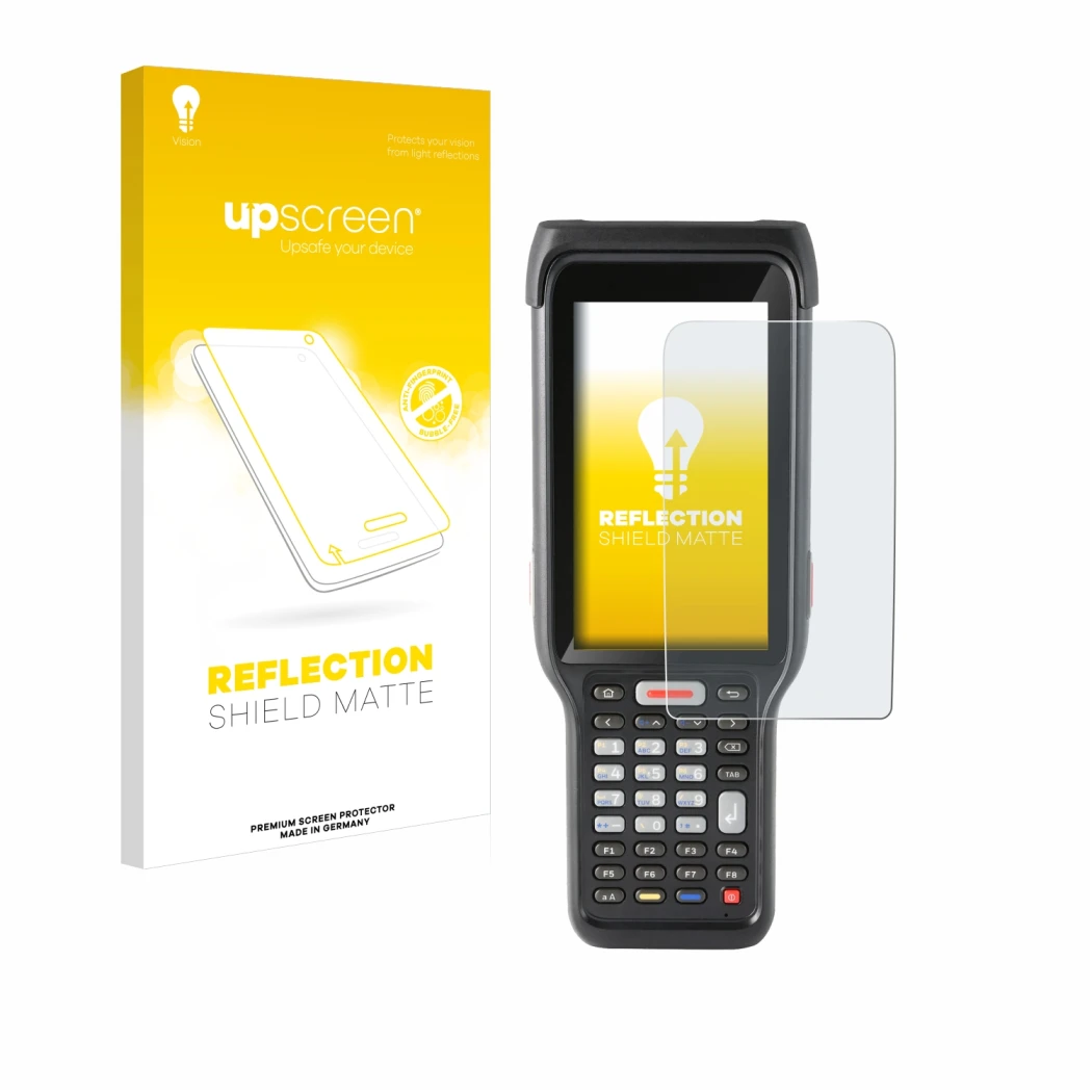 Parte frontale di una confezione del prodotto con il logo del marchio upscreen. Accanto è raffigurato il dispositivo Honeywell