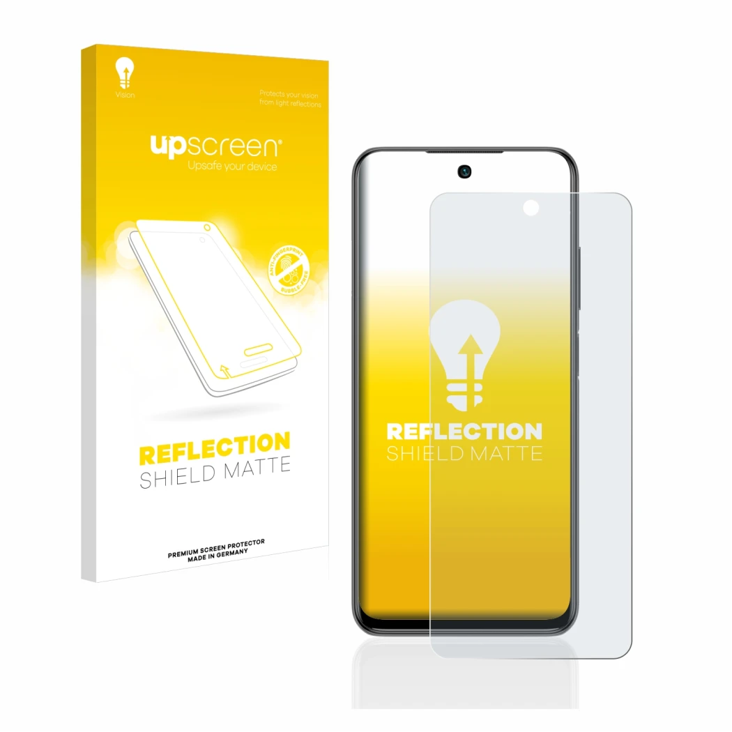 Parte frontale di una confezione del prodotto con il logo del marchio upscreen. Accanto è raffigurato il dispositivo Xiaomi Re