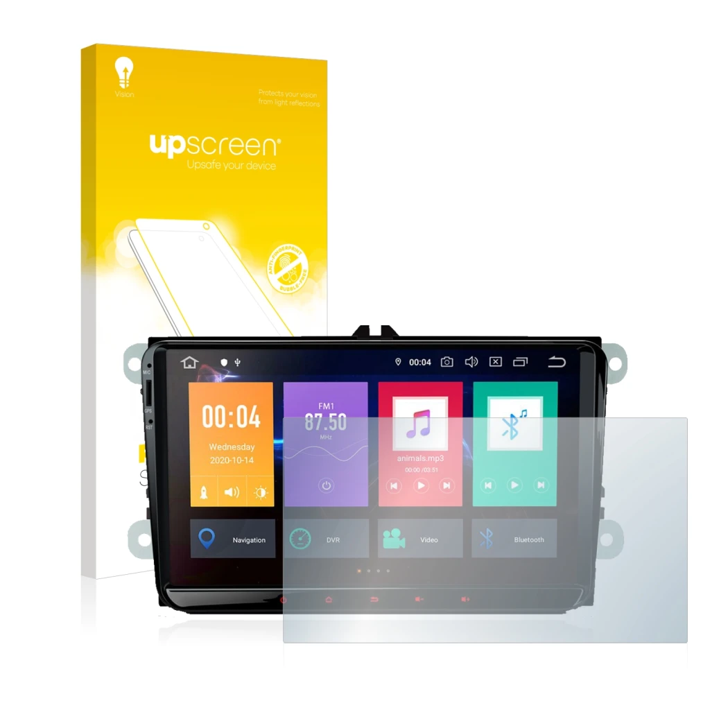 Parte frontale di una confezione del prodotto con il logo del marchio upscreen. Accanto è raffigurato il dispositivo Xtrons PB