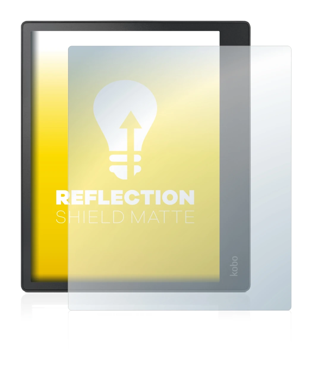 Immagine del dispositivo Kobo Elipsa con un'ampia varietà di protezioni per lo schermo.