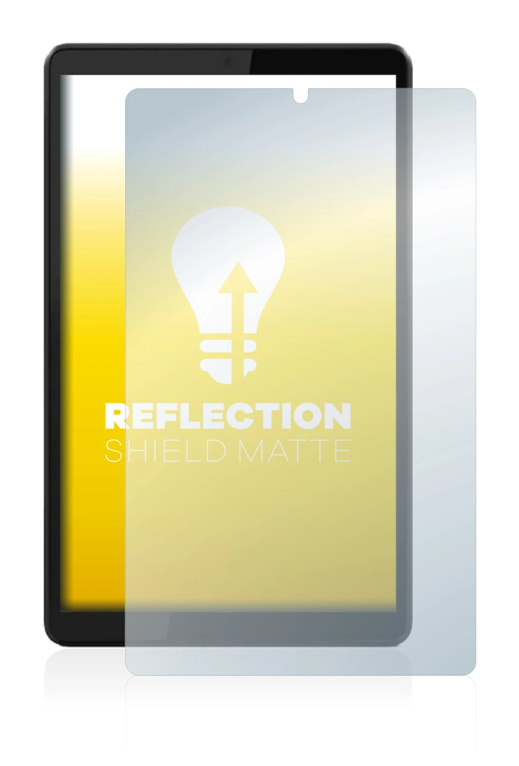 Immagine del dispositivo Lenovo Tab M8 (3a Gen.) con un'ampia varietà di protezioni per lo schermo.