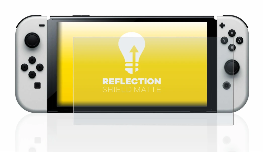 Immagine del dispositivo Nintendo Switch OLED-Modell con un'ampia varietà di protezioni per lo schermo.
