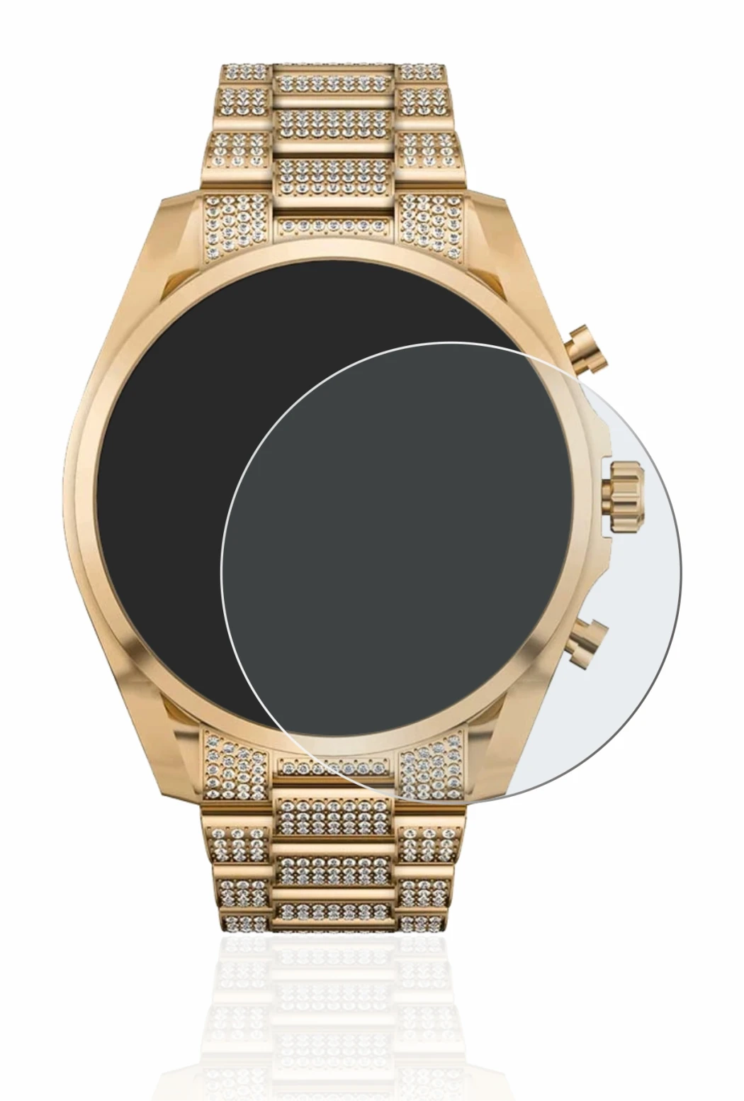 Immagine del dispositivo Michael Kors Access Gen 6 Bradshaw con un'ampia varietà di protezioni per lo schermo.