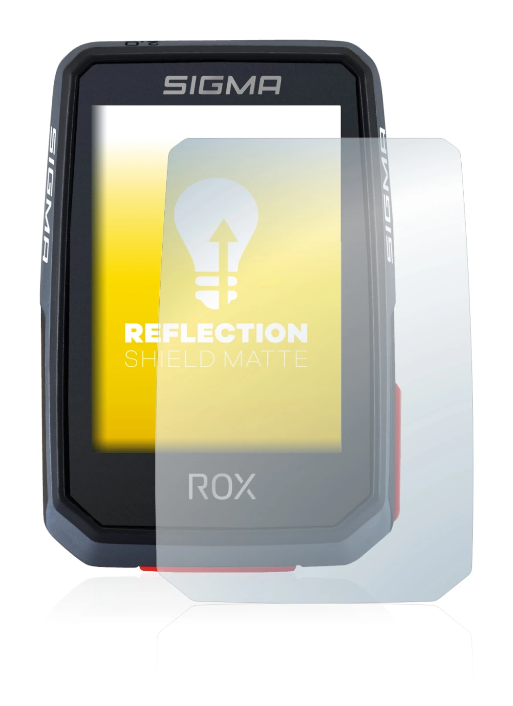 Immagine del dispositivo Sigma ROX 2.0 con un'ampia varietà di protezioni per lo schermo.