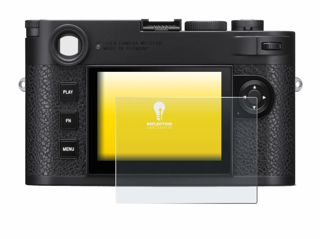 Immagine del dispositivo Leica M11 con un'ampia varietà di protezioni per lo schermo.