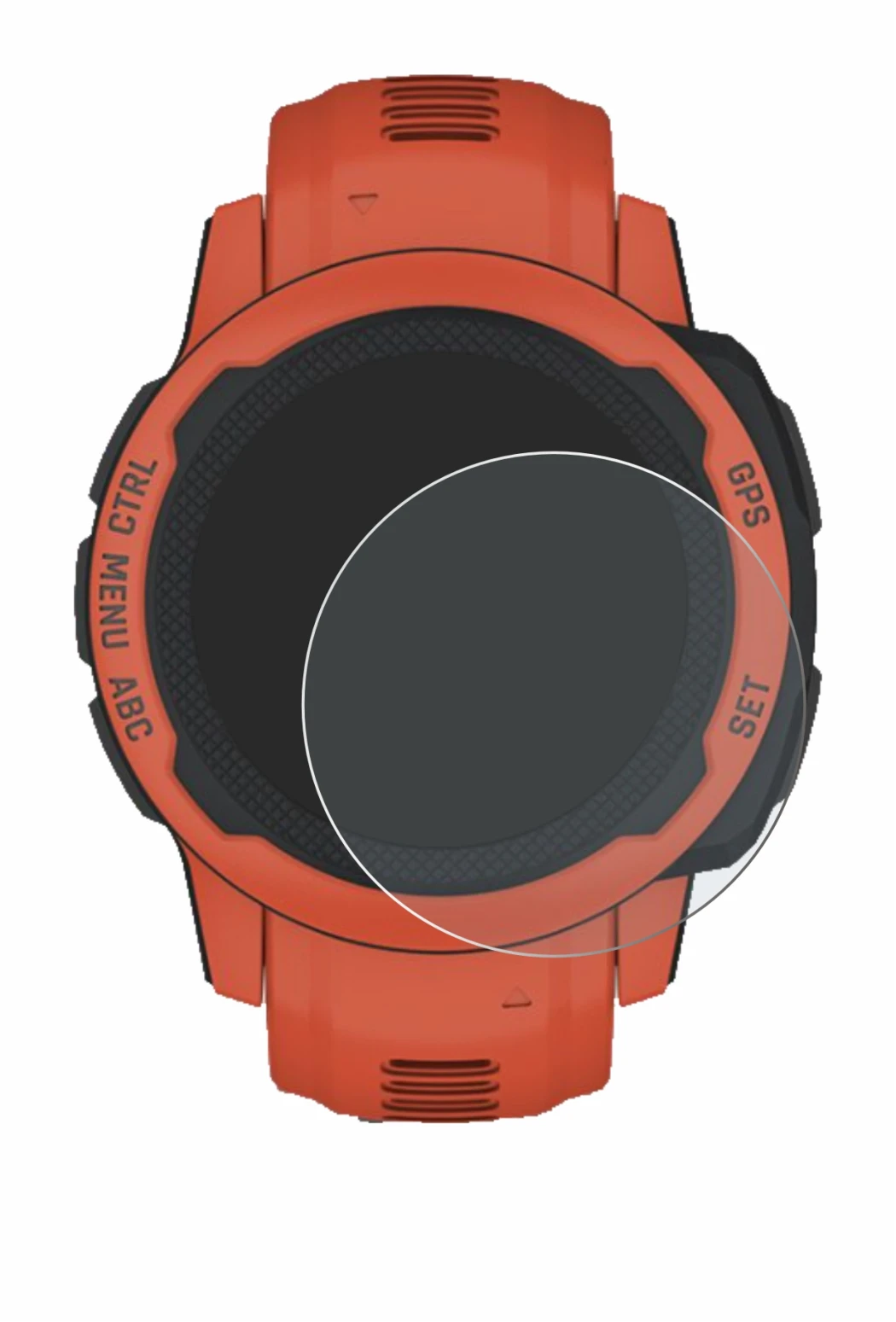 Immagine del dispositivo Garmin Instinct 2S con un'ampia varietà di protezioni per lo schermo.