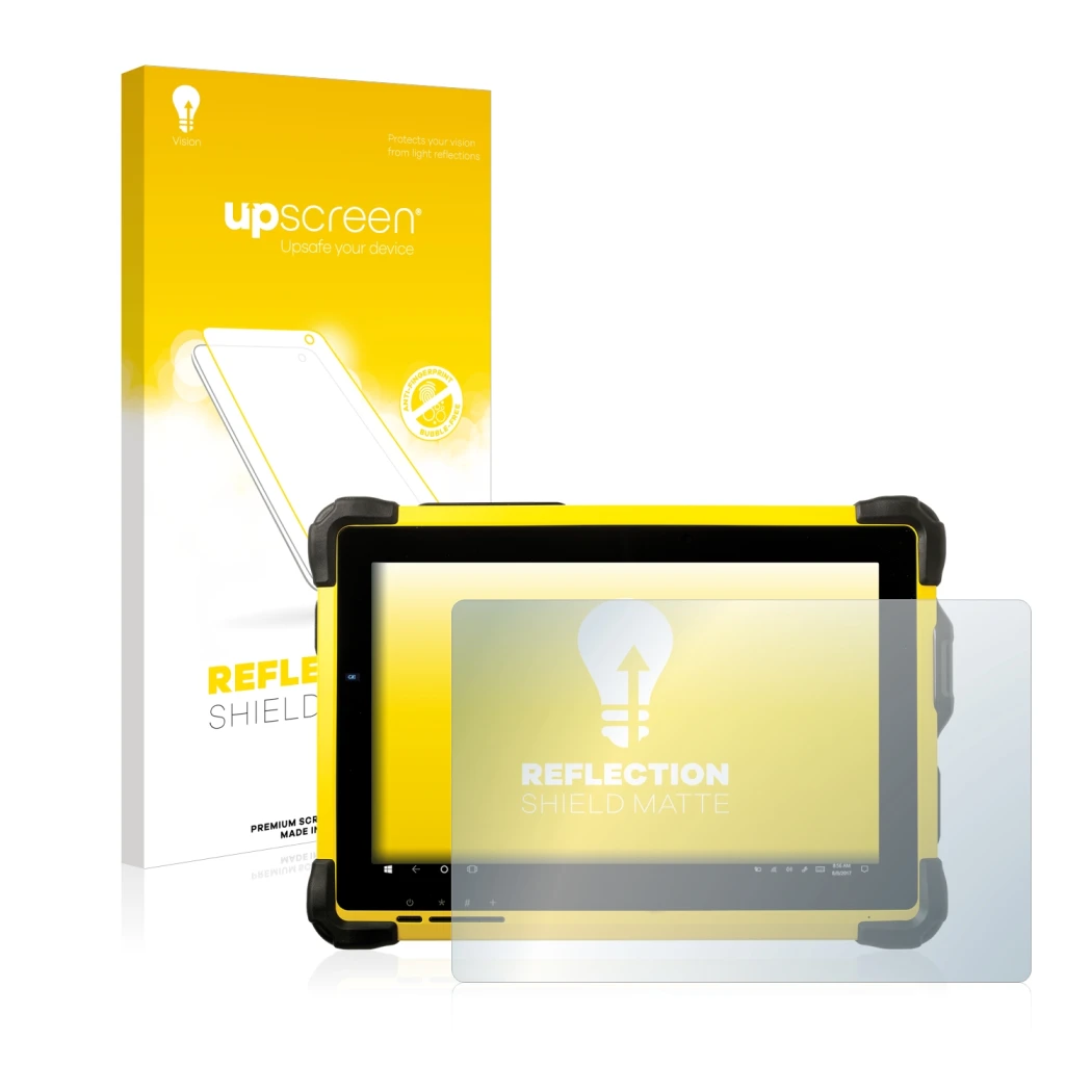 Parte frontale di una confezione del prodotto con il logo del marchio upscreen. Accanto è raffigurato il dispositivo Trimble T
