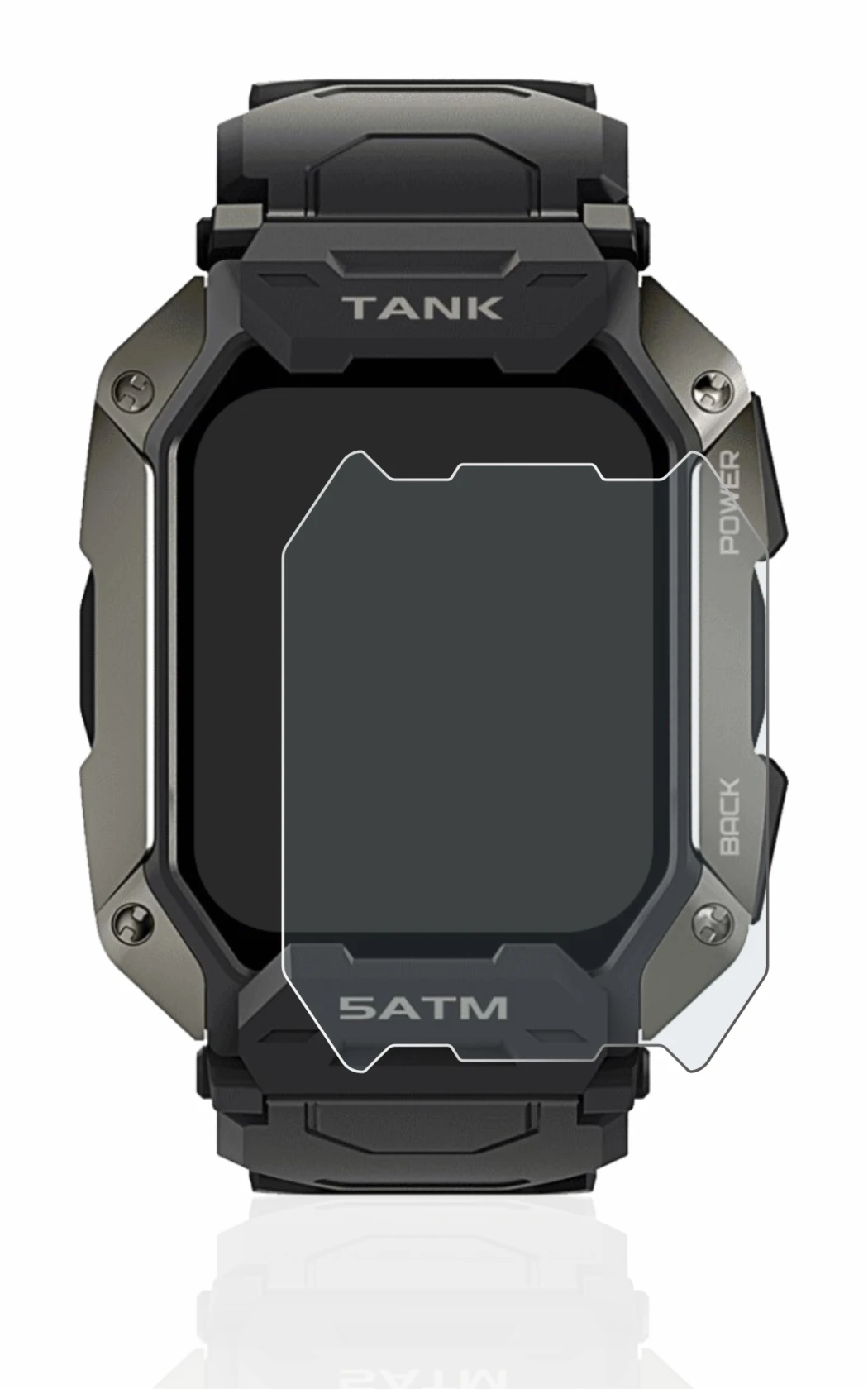 Immagine del dispositivo Kospet Tank M1 con un'ampia varietà di protezioni per lo schermo.