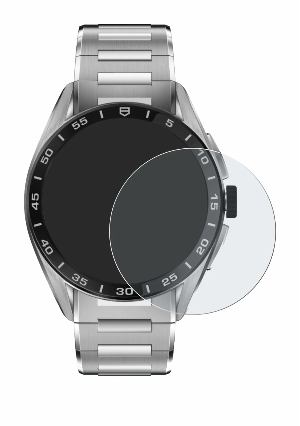 Immagine del dispositivo TAG Heuer Connected Calibre E4 (45 mm) con un'ampia varietà di protezioni per lo schermo.