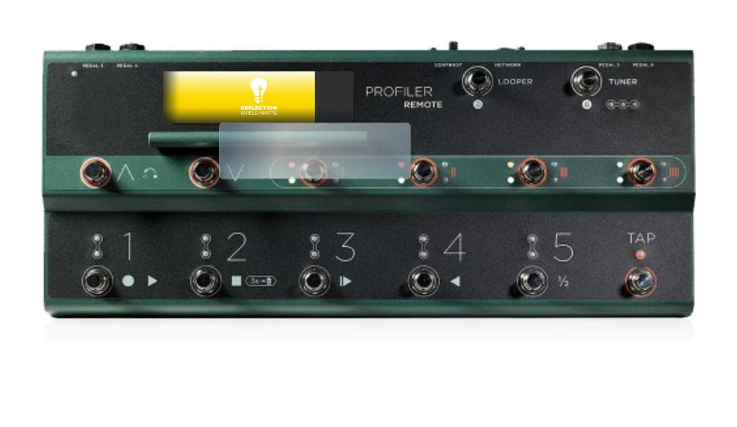 Immagine del dispositivo Kemper Profiler Remote con un'ampia varietà di protezioni per lo schermo.