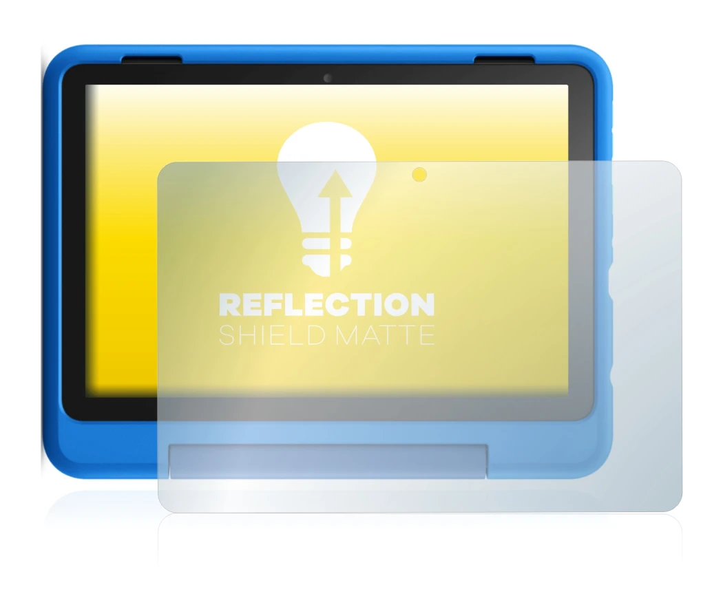 Immagine del dispositivo Amazon Fire HD 8 Kids Pro Edition 2021 (10a Gen.) con un'ampia varietà di protezioni per lo schermo.