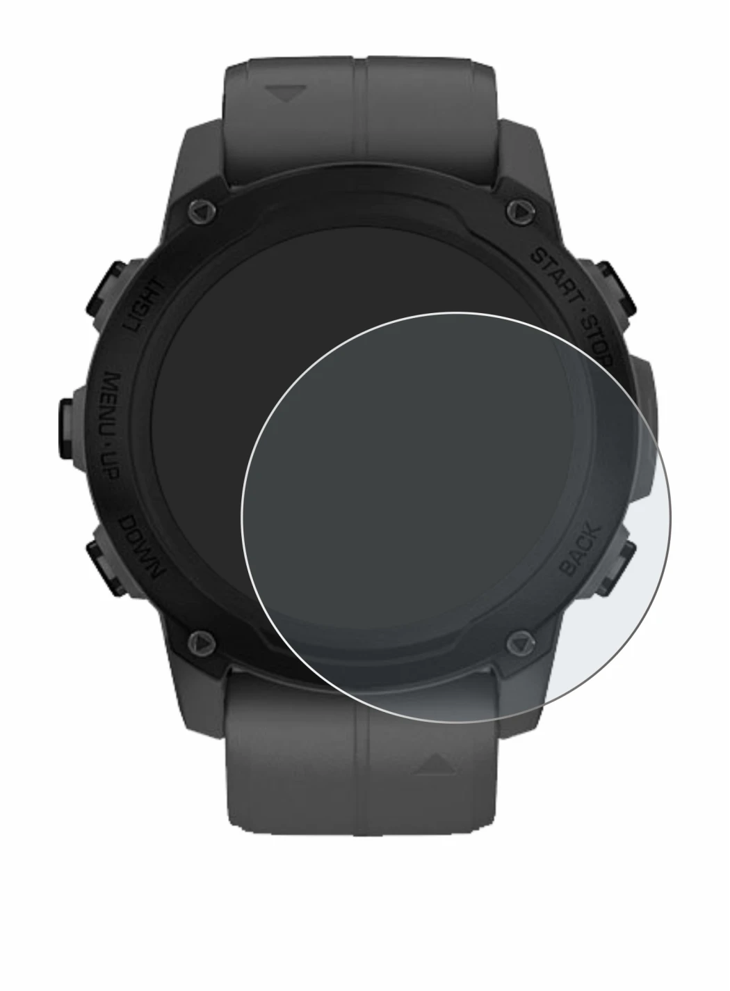 Immagine del dispositivo Garmin Descent G1 con un'ampia varietà di protezioni per lo schermo.