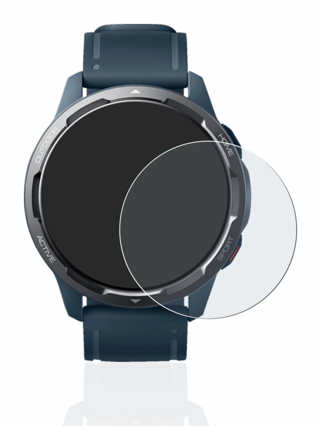Immagine del dispositivo Xiaomi Watch S1 Active con un'ampia varietà di protezioni per lo schermo.