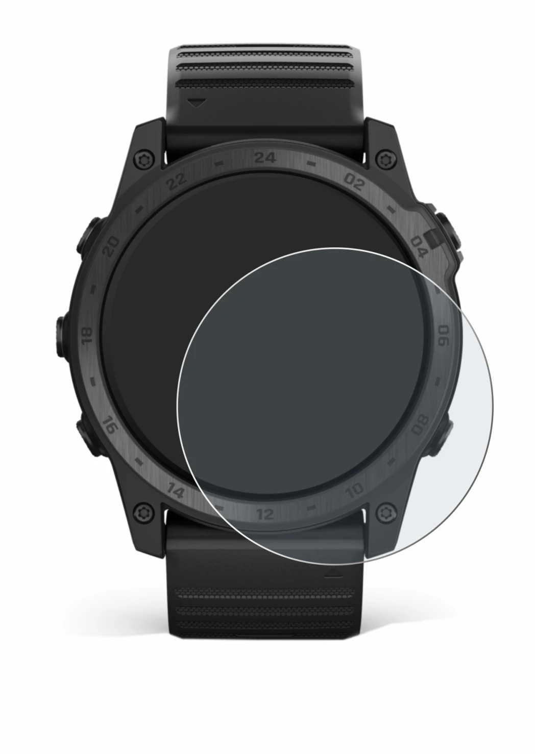 Immagine del dispositivo Garmin Tactix 7 Pro con un'ampia varietà di protezioni per lo schermo.