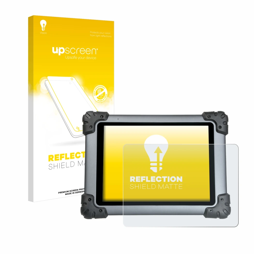 Parte frontale di una confezione del prodotto con il logo del marchio upscreen. Accanto è raffigurato il dispositivo Autel Max
