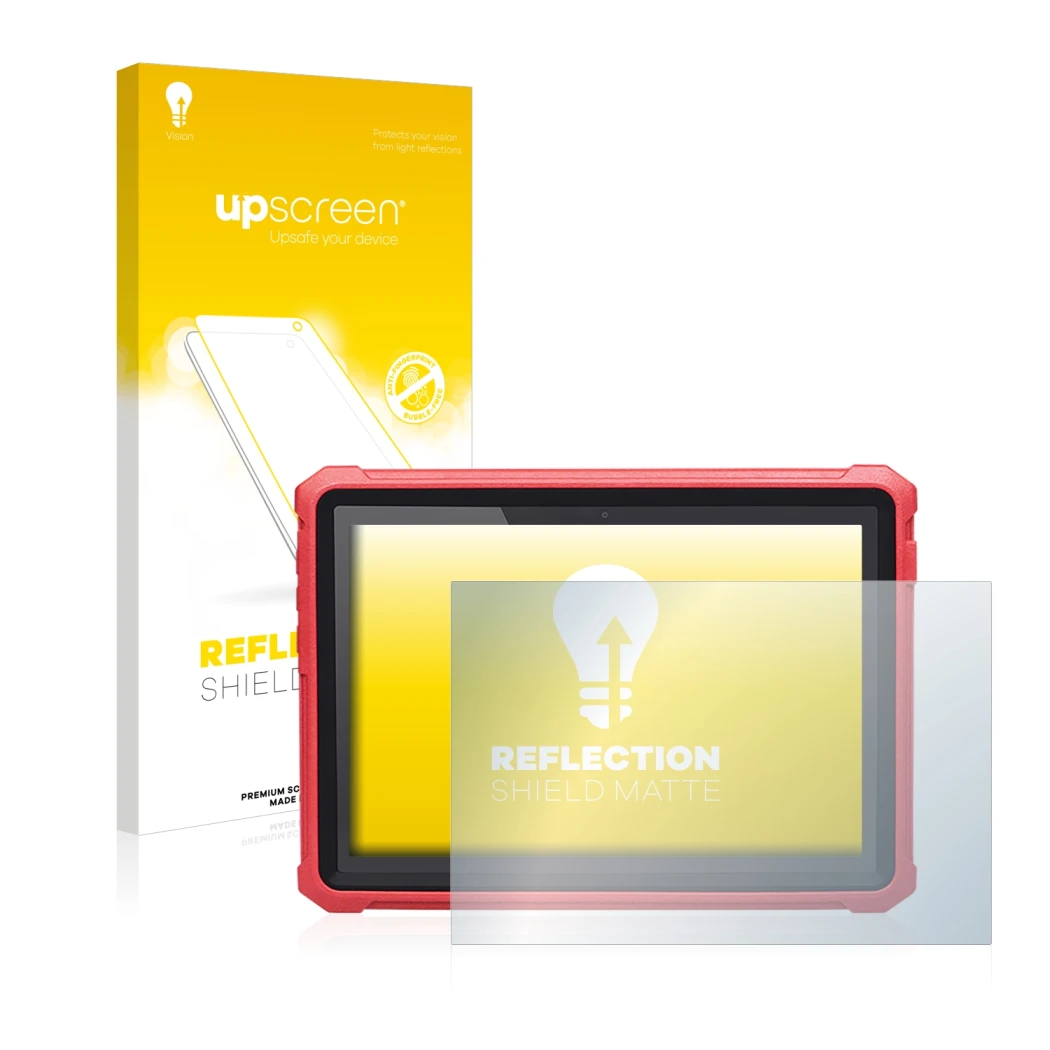 Parte frontale di una confezione del prodotto con il logo del marchio upscreen. Accanto è raffigurato il dispositivo Launch X-