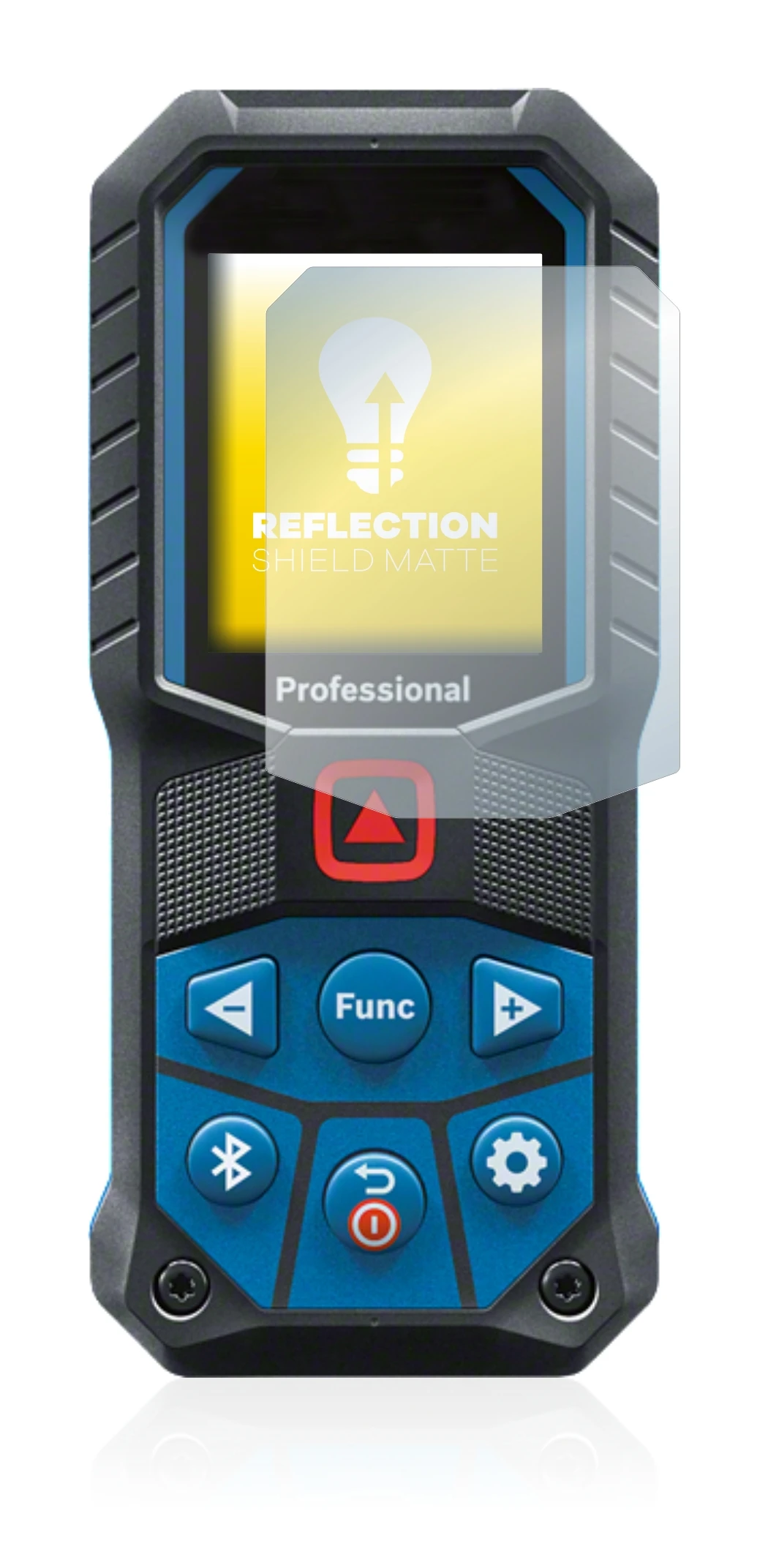 Immagine del dispositivo Bosch GLM 50-27 C con un'ampia varietà di protezioni per lo schermo.