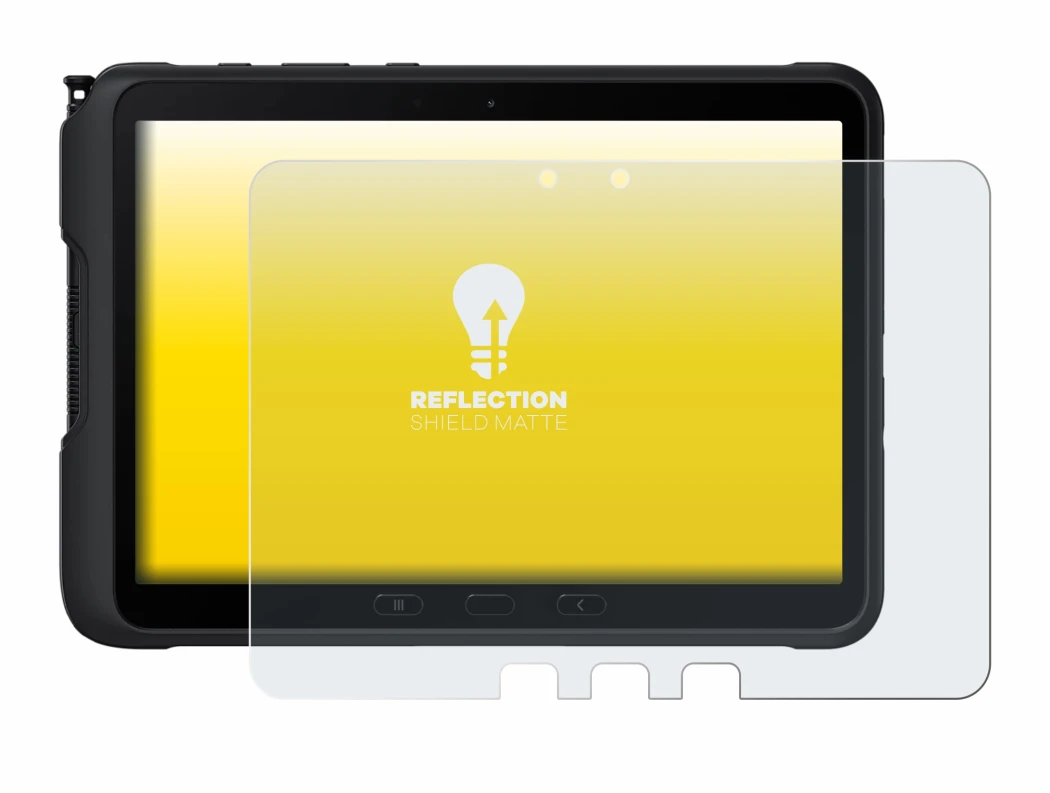 Immagine del dispositivo Samsung Galaxy Tab Active 4 Pro con un'ampia varietà di protezioni per lo schermo.