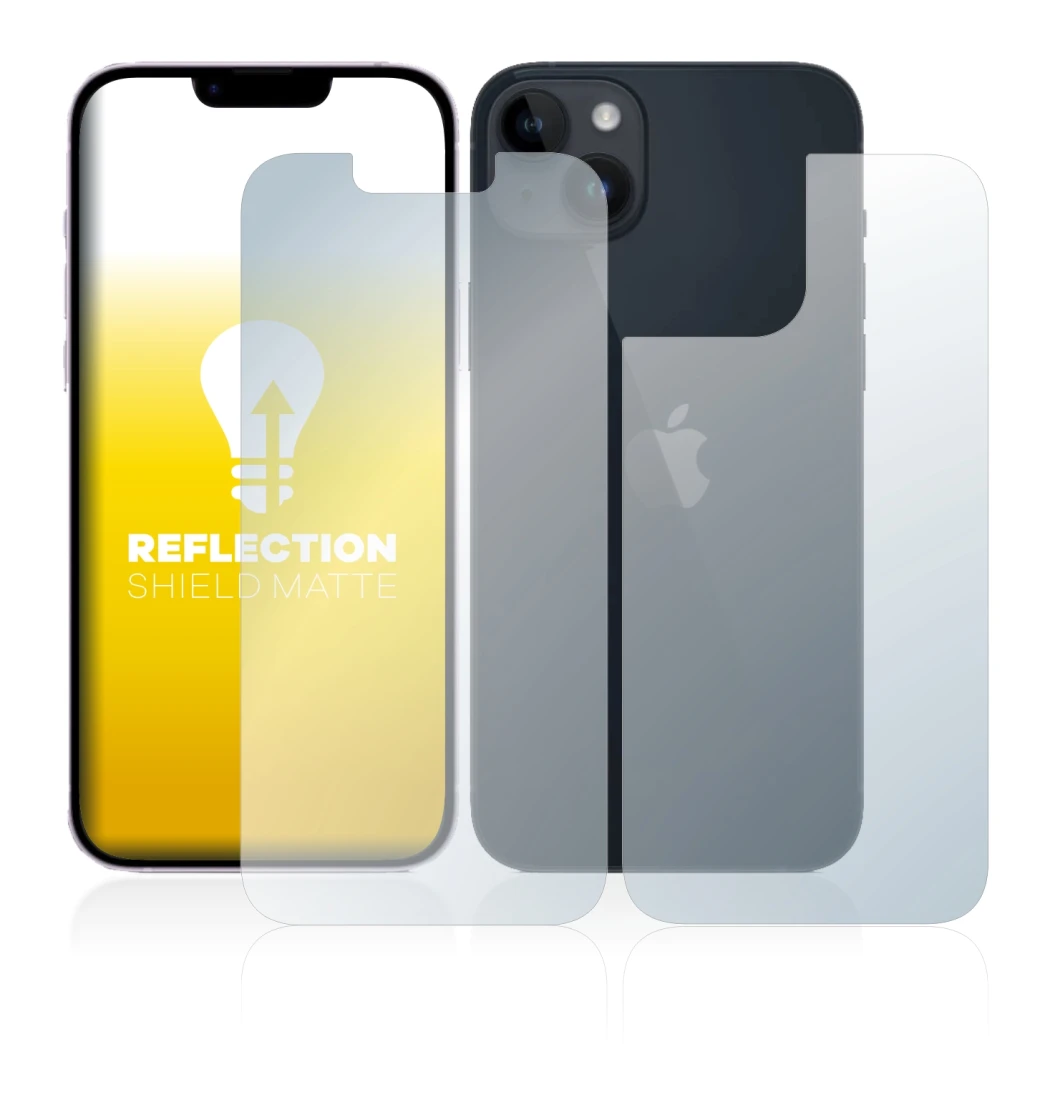 Immagine del dispositivo Apple iPhone 14 (Fronte+Retro) con un'ampia varietà di protezioni per lo schermo.