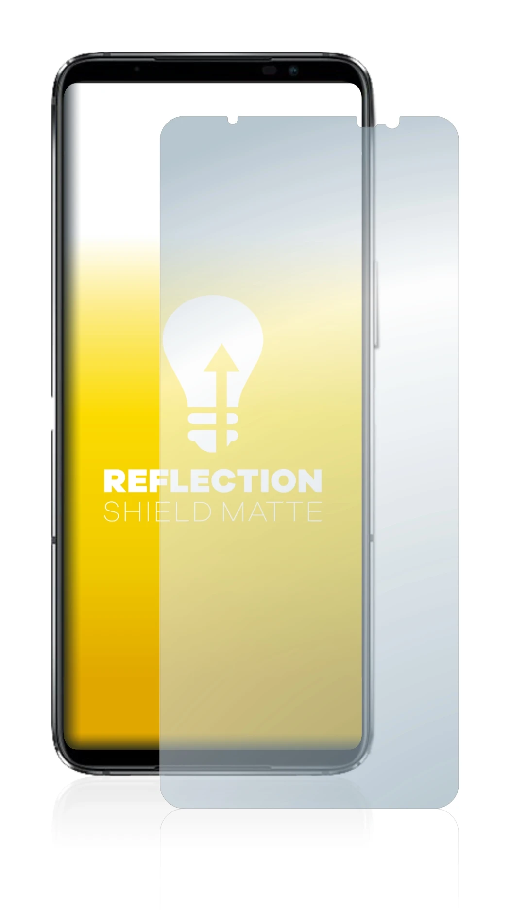 Immagine del dispositivo ASUS ROG Phone 6D Ultimate con un'ampia varietà di protezioni per lo schermo.