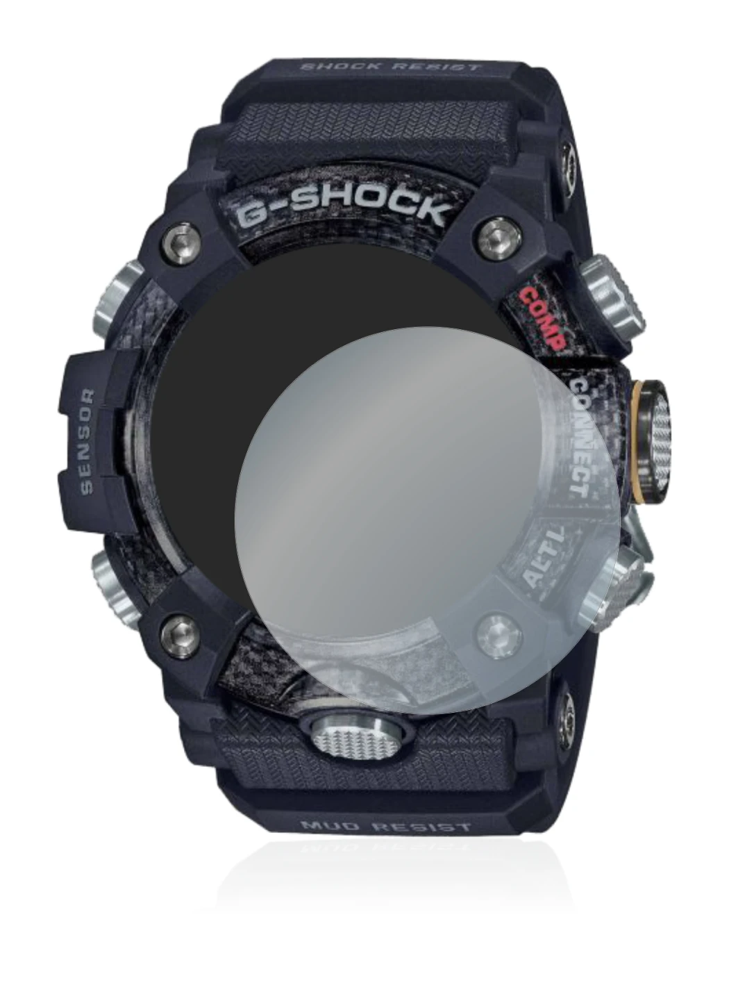Immagine del dispositivo Casio G-Shock Mudmaster GG-B100-1AER con un'ampia varietà di protezioni per lo schermo.