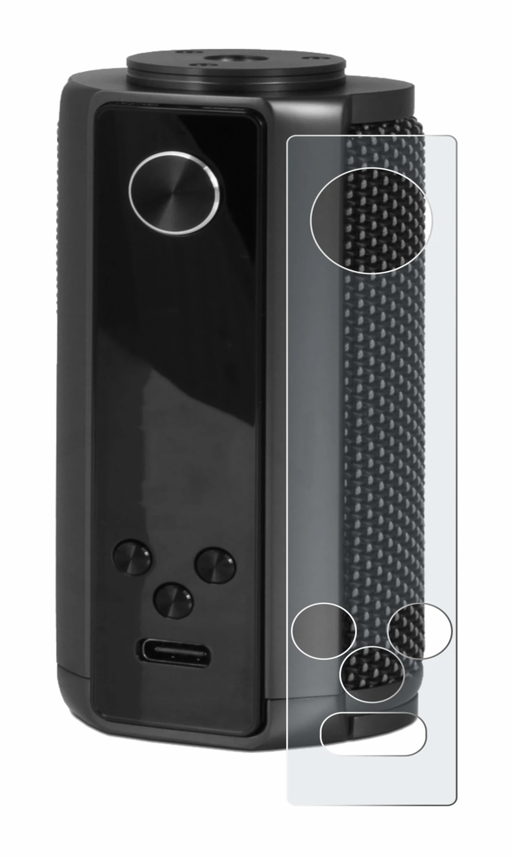 Immagine del dispositivo Vaporesso Target 200 Mod con un'ampia varietà di protezioni per lo schermo.