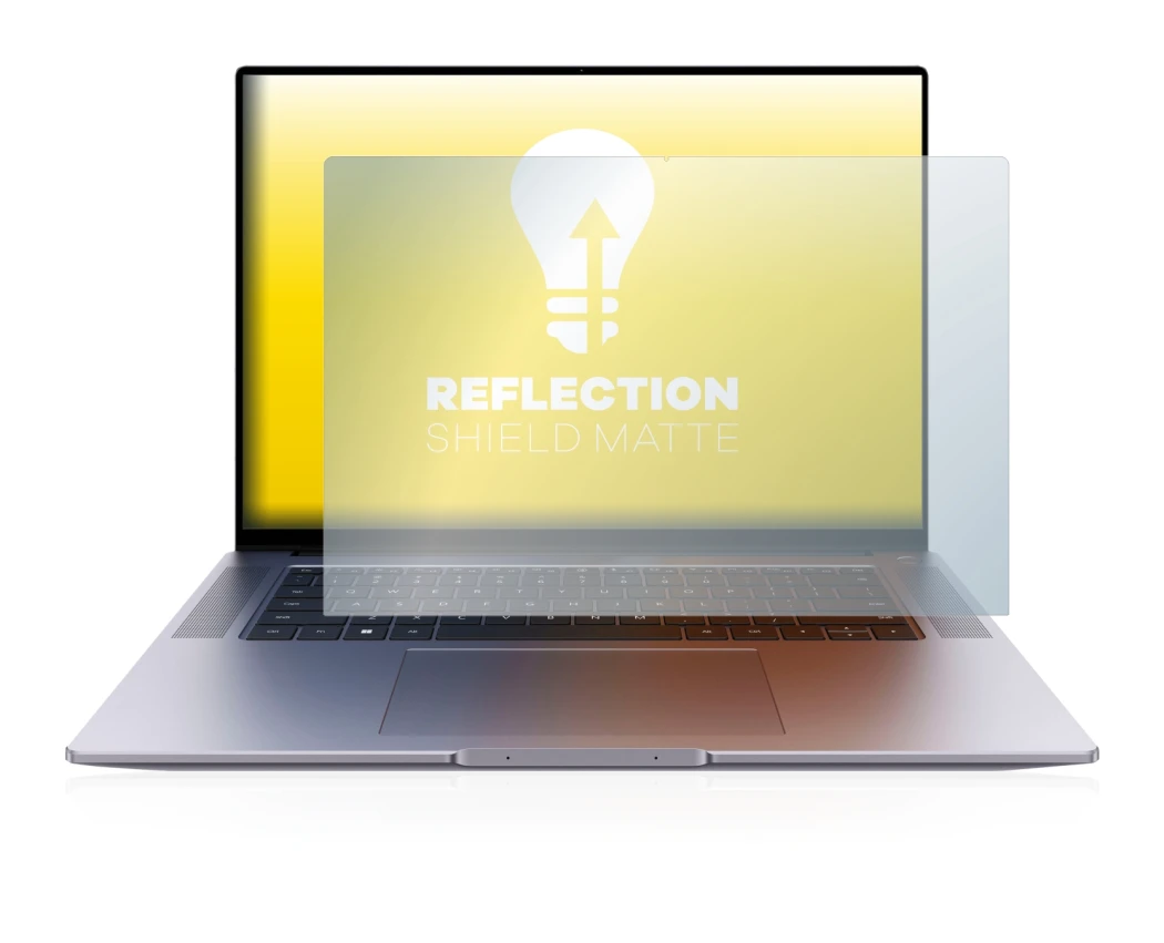 Immagine del dispositivo Huawei MateBook 16s con un'ampia varietà di protezioni per lo schermo.