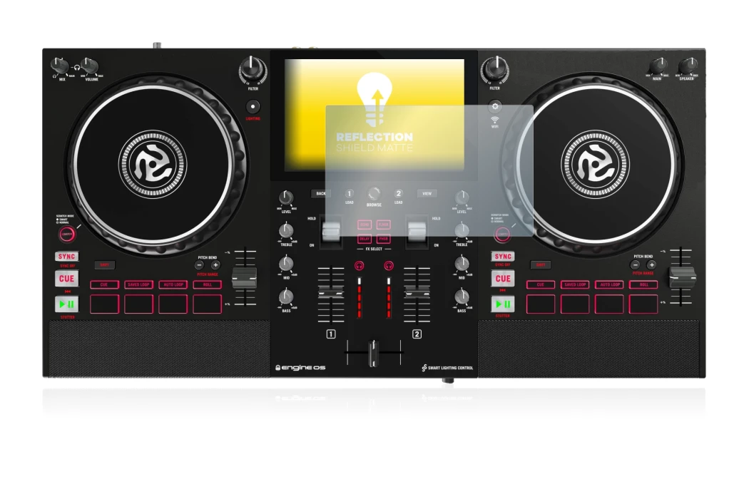 Immagine del dispositivo Numark Mixstream Pro con un'ampia varietà di protezioni per lo schermo.