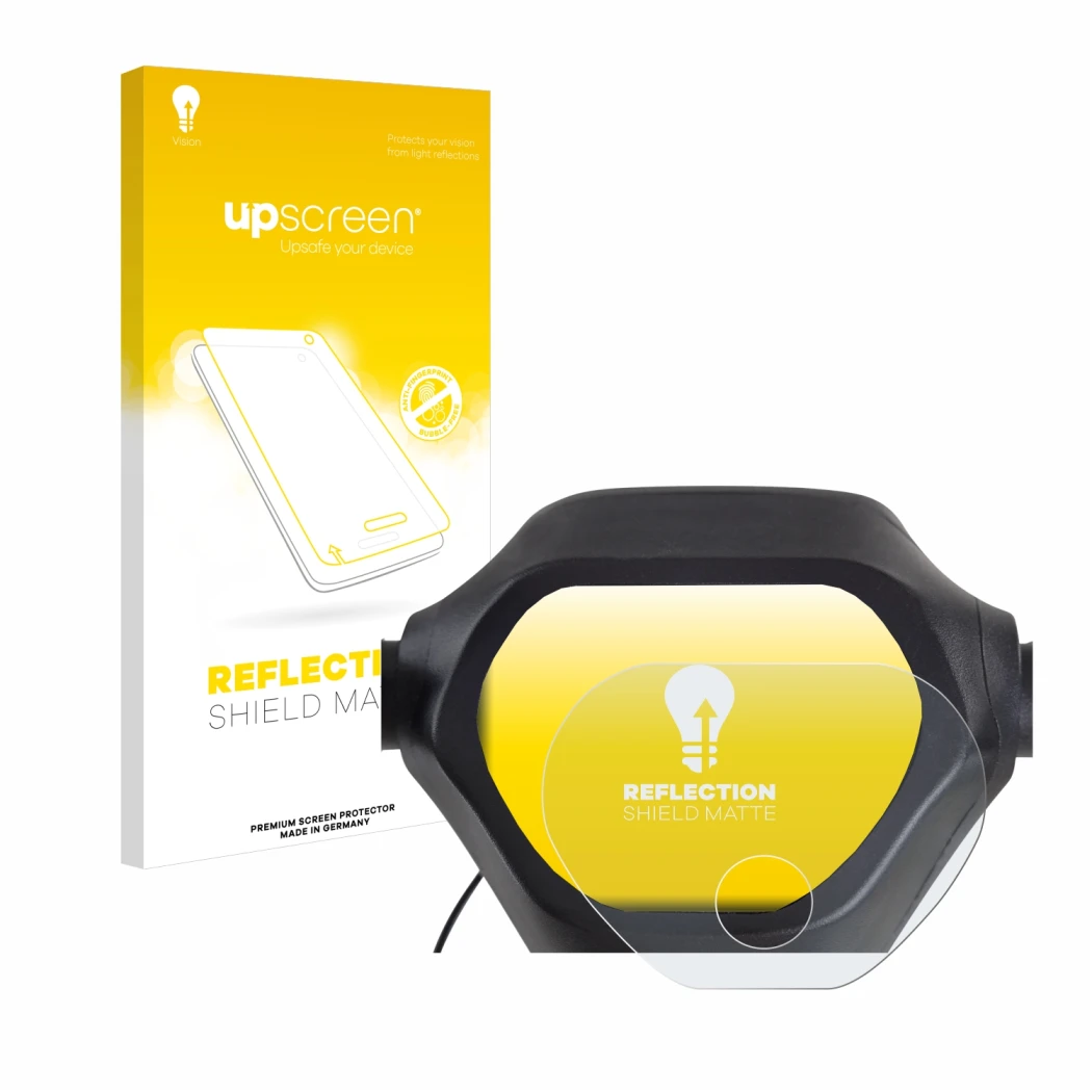 Parte frontale di una confezione del prodotto con il logo del marchio upscreen. Accanto è raffigurato il dispositivo Epowerfun