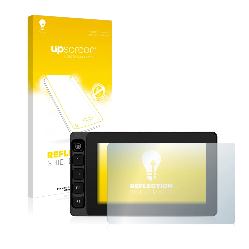 Parte frontale di una confezione del prodotto con il logo del marchio upscreen. Accanto è raffigurato il dispositivo SmallHD U