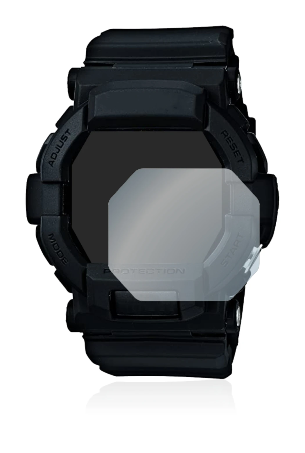 Immagine del dispositivo Casio G-Shock GD350 con un'ampia varietà di protezioni per lo schermo.