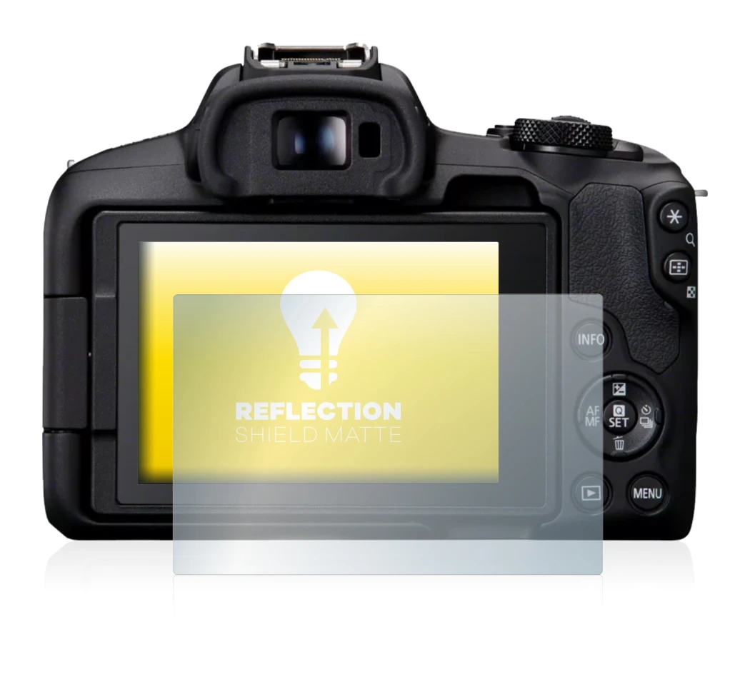 Immagine del dispositivo Canon EOS R50 con un'ampia varietà di protezioni per lo schermo.