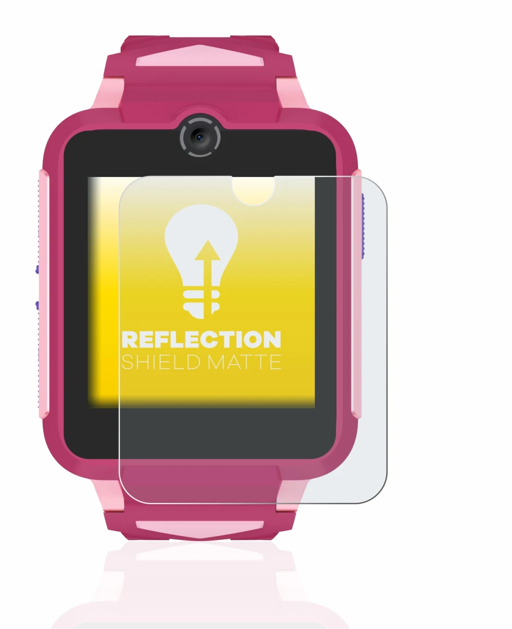 Immagine del dispositivo TCL Movetime Family Watch MT42X con un'ampia varietà di protezioni per lo schermo.