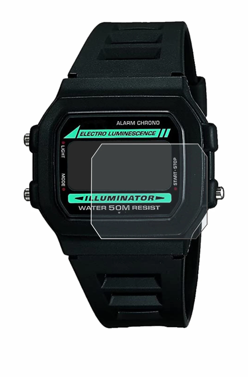 Immagine del dispositivo Casio W-86-1VQES con un'ampia varietà di protezioni per lo schermo.