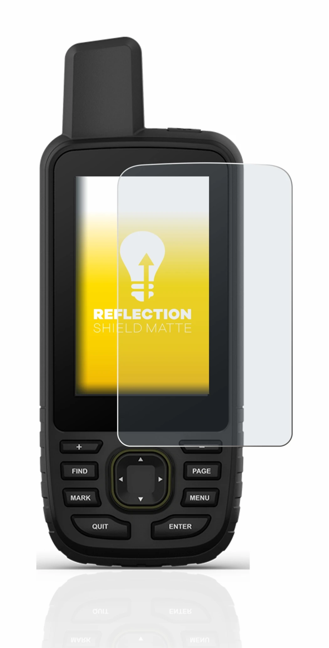 Immagine del dispositivo Garmin GPSMAP 67 con un'ampia varietà di protezioni per lo schermo.