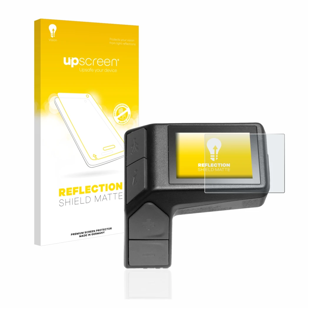 Parte frontale di una confezione del prodotto con il logo del marchio upscreen. Accanto è raffigurato il dispositivo Giant Rid