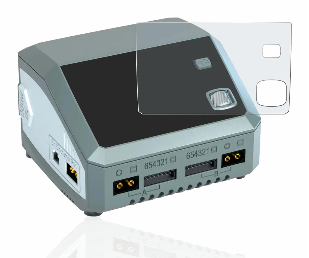 Immagine del dispositivo SkyRc D200 neo con un'ampia varietà di protezioni per lo schermo.
